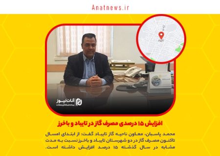 افزایش ۱۵ درصدی مصرف گاز در تایباد و باخرز