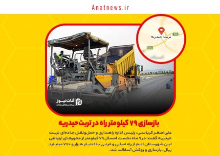 بازسازی ۷۹ کیلومتر راه در تربت‌حیدریه
