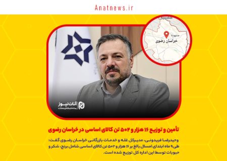 تأمین و توزیع ۱۶ هزار و ۵۰۲ تن کالای اساسی در خراسان رضوی