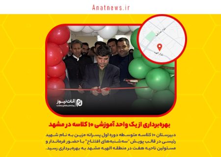 بهره‌برداری از یک واحد آموزشی ۱۰ کلاسه در مشهد