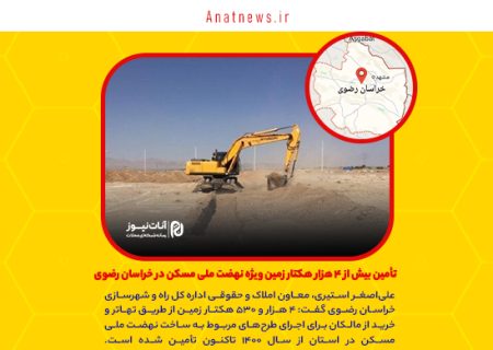 تأمین بیش از ۴ هزار هکتار زمین ویژه نهضت ملی مسکن در خراسان رضوی