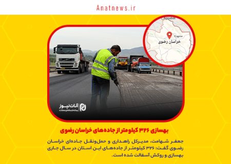 بهسازی ۳۲۶ کیلومتر از جاده‌های خراسان رضوی