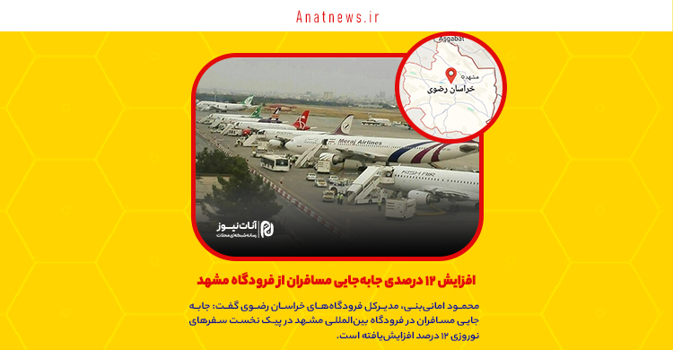 افزایش ۱۲ درصدی جابه‌جایی مسافران از فرودگاه مشهد