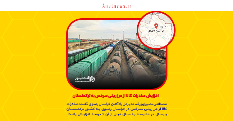 افزایش صادرات کالا از مرز ریلی سرخس به ترکمنستان