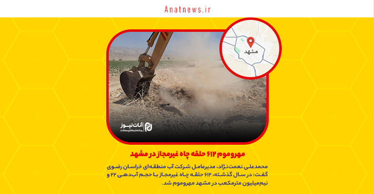 مهروموم ۶۱۲ حلقه چاه غیرمجاز در مشهد