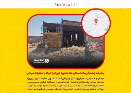 پیشرفت چشمگیر ساخت سالن چندمنظوره جوزقان تایباد با مشارکت مردمی