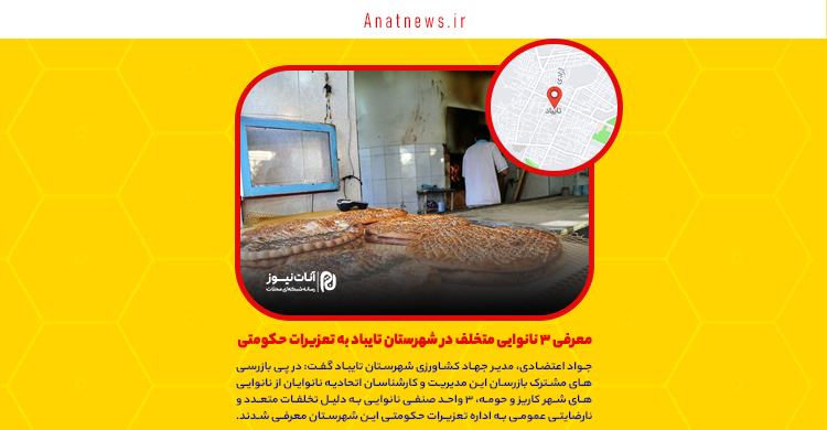 معرفی ۳ نانوایی متخلف در شهرستان تایباد به تعزیرات حکومتی