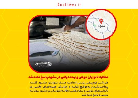مطالبه نانوایان دولتی و نیمه‌دولتی در مشهد پاسخ داده شد