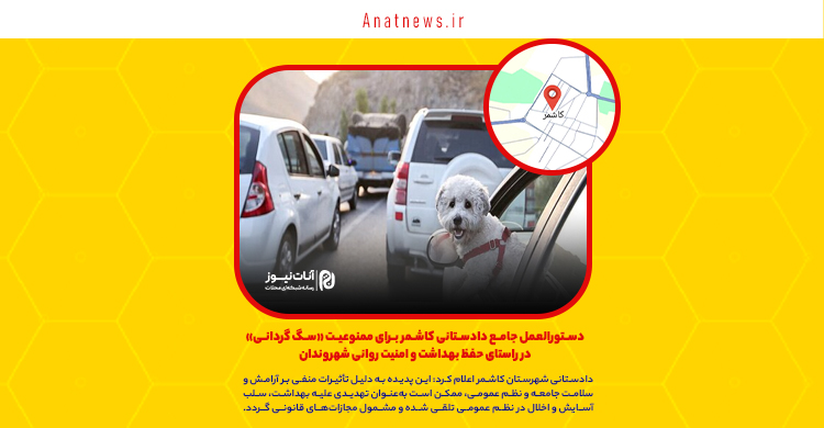 دستورالعمل جامع دادستانی کاشمر برای ممنوعیت «سگ گردانی» در راستای حفظ بهداشت و امنیت روانی شهروندان