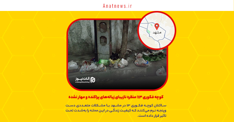 کوچه فکوری ۱۳؛ منظره نازیبای زباله‌های پراکنده و مهار نشده