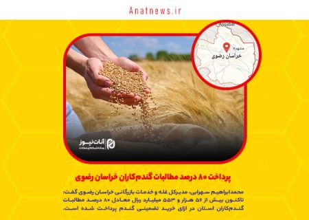 پرداخت ۸۰ درصد مطالبات گندم‌کاران خراسان رضوی