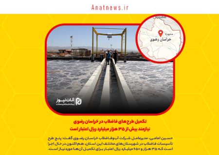 تکمیل طرح‌های فاضلاب در خراسان رضوی نیازمند بیش از ۳۵ هزار میلیارد ریال اعتبار است