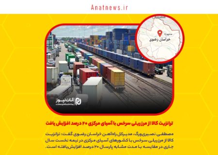 ترانزیت کالا از مرز ریلی سرخس با آسیای مرکزی ۲۰ درصد افزایش یافت