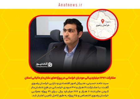 مشارکت ۶۲۷۶ میلیاردریالی مودیان خراسانی در پروژه‌های نشان‌دار مالیاتی استان