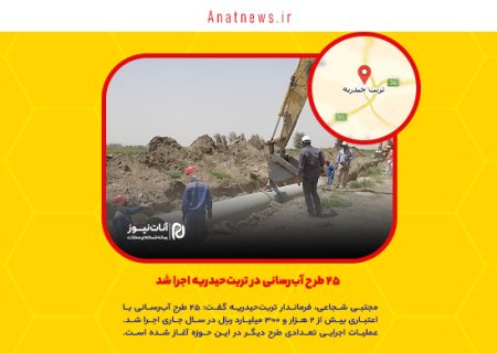 ۲۵ طرح آب‌رسانی در تربت‌حیدریه اجرا شد