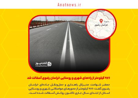 ۹۷۶ کیلومتر از راه‌های شهری و روستایی خراسان رضوی آسفالت شد